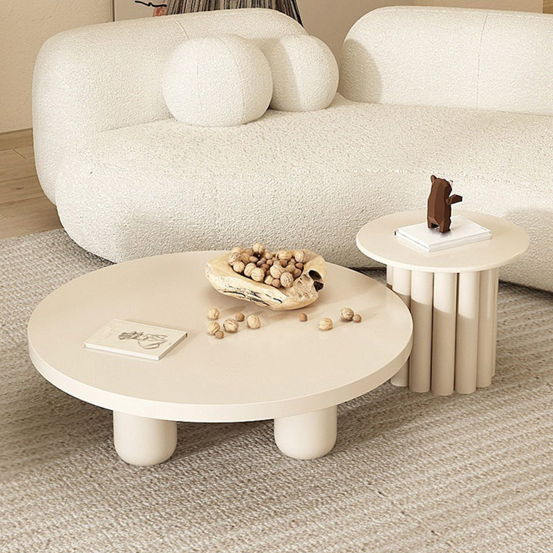 Skandinavischer runder Couchtisch aus Holz mit 4 Beinen / Sockel-Cocktailtisch