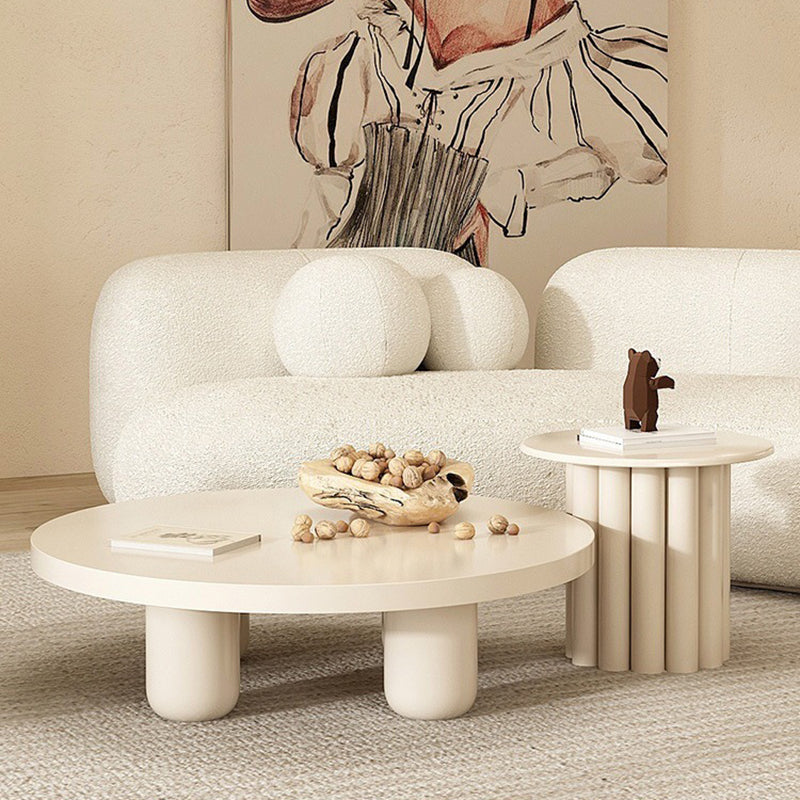Skandinavischer runder Couchtisch aus Holz mit 4 Beinen / Sockel-Cocktailtisch