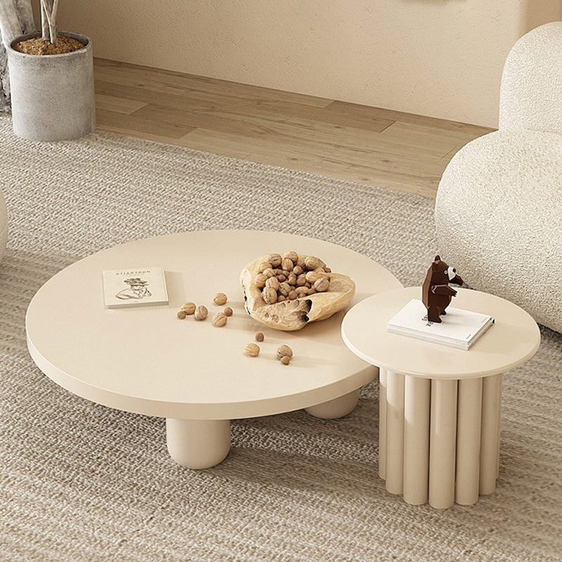 Skandinavischer runder Couchtisch aus Holz mit 4 Beinen / Sockel-Cocktailtisch