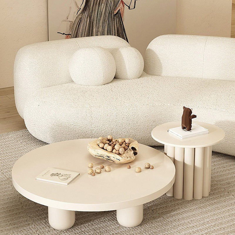 Skandinavischer runder Couchtisch aus Holz mit 4 Beinen / Sockel-Cocktailtisch
