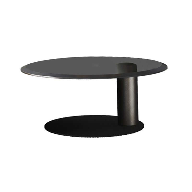 ミッドセンチュリーモダンラウンドウッド/ガラスコーヒーテーブルメタルベースアクセントテーブル