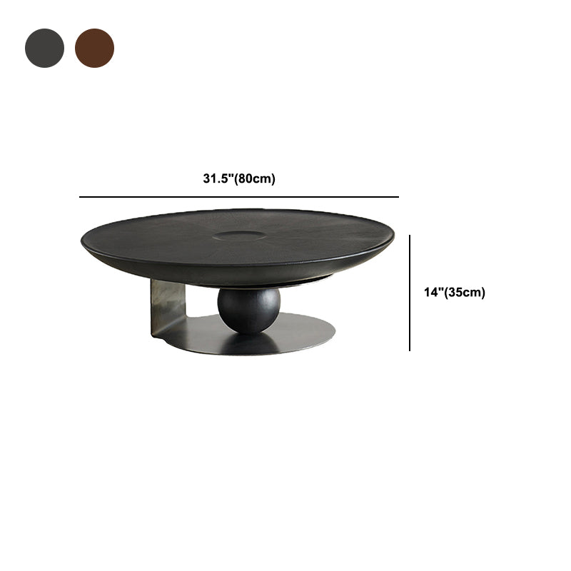 ミッドセンチュリーモダンラウンドウッド/ガラスコーヒーテーブルメタルベースアクセントテーブル