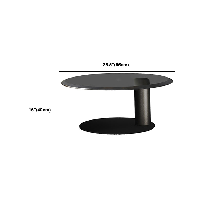 ミッドセンチュリーモダンラウンドウッド/ガラスコーヒーテーブルメタルベースアクセントテーブル