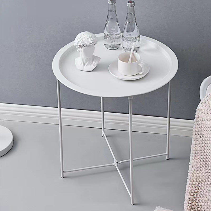 Mid-Century Cross Legs Side Table Metal Round Side End Table Clearhalo 'Coffee & Accent Tables' 'End & Side Tables' 'end_side_tables' 'furn' 'furn_end_side_tables' 'Furniture' 'Living Room Furniture' 5502721