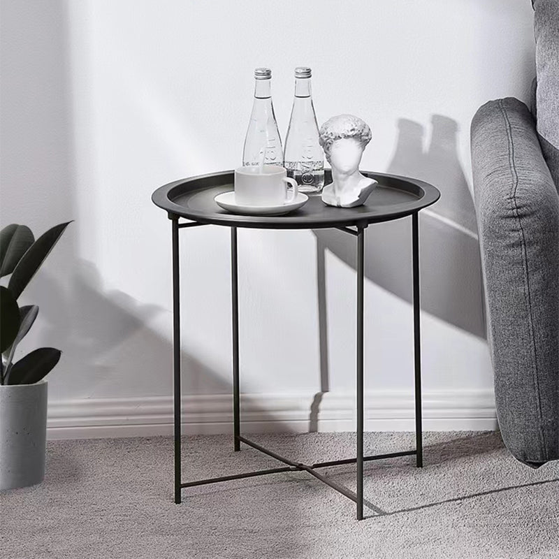 Mid-Century Cross Legs Side Table Metal Round Side End Table Clearhalo 'Coffee & Accent Tables' 'End & Side Tables' 'end_side_tables' 'furn' 'furn_end_side_tables' 'Furniture' 'Living Room Furniture' 5502725