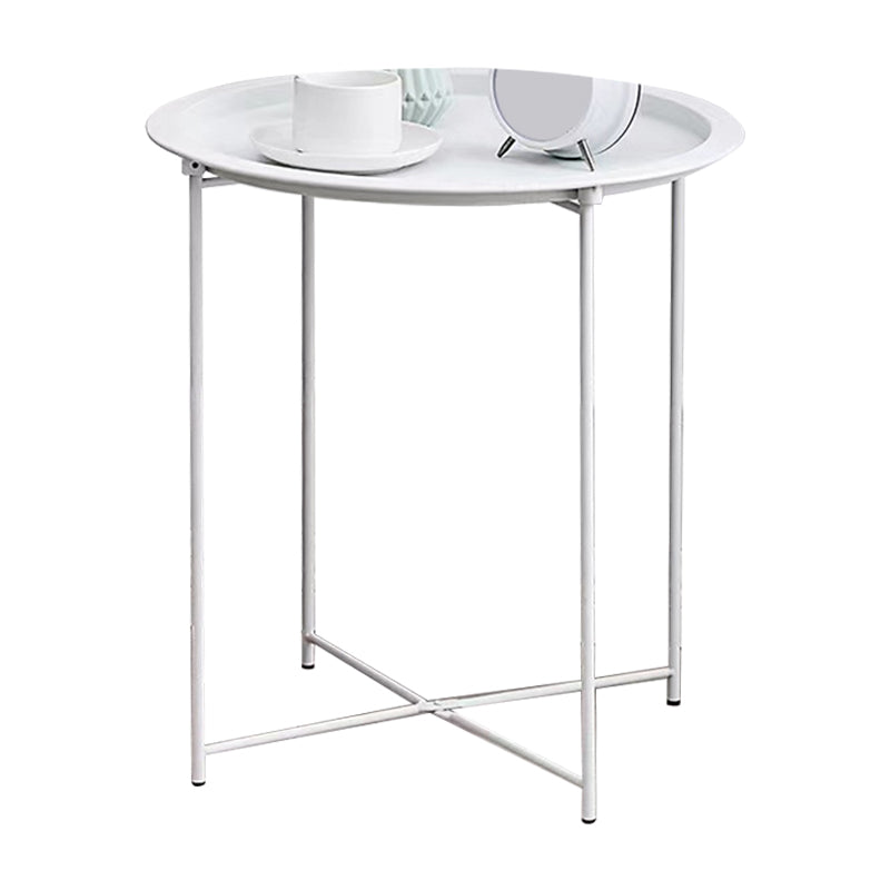 Mid-Century Cross Legs Side Table Metal Round Side End Table Clearhalo 'Coffee & Accent Tables' 'End & Side Tables' 'end_side_tables' 'furn' 'furn_end_side_tables' 'Furniture' 'Living Room Furniture' 5502732