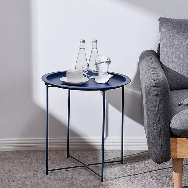 Mid-Century Cross Legs Side Table Metal Round Side End Table Clearhalo 'Coffee & Accent Tables' 'End & Side Tables' 'end_side_tables' 'furn' 'furn_end_side_tables' 'Furniture' 'Living Room Furniture' 5502734