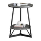 23.6" Tall Modern Round Slate Top Side Table Metal Cross-leg End Table with Shelf Clearhalo 'Coffee & Accent Tables' 'End & Side Tables' 'end_side_tables' 'furn' 'furn_end_side_tables' 'Furniture' 'Living Room Furniture' 5502745