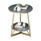 23.6" Tall Modern Round Slate Top Side Table Metal Cross-leg End Table with Shelf Clearhalo 'Coffee & Accent Tables' 'End & Side Tables' 'end_side_tables' 'furn' 'furn_end_side_tables' 'Furniture' 'Living Room Furniture' 5502746