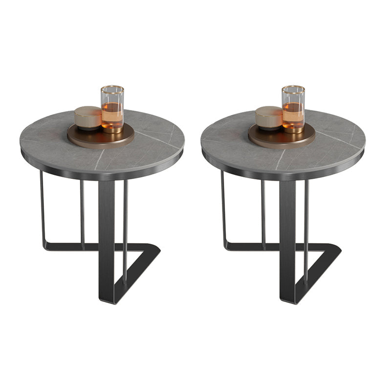 19.6"/21.6" Modern Round Slate Top Side Table Metal Abstract End Table