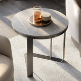 19.6"/21.6" Modern Round Slate Top Side Table Metal Abstract End Table