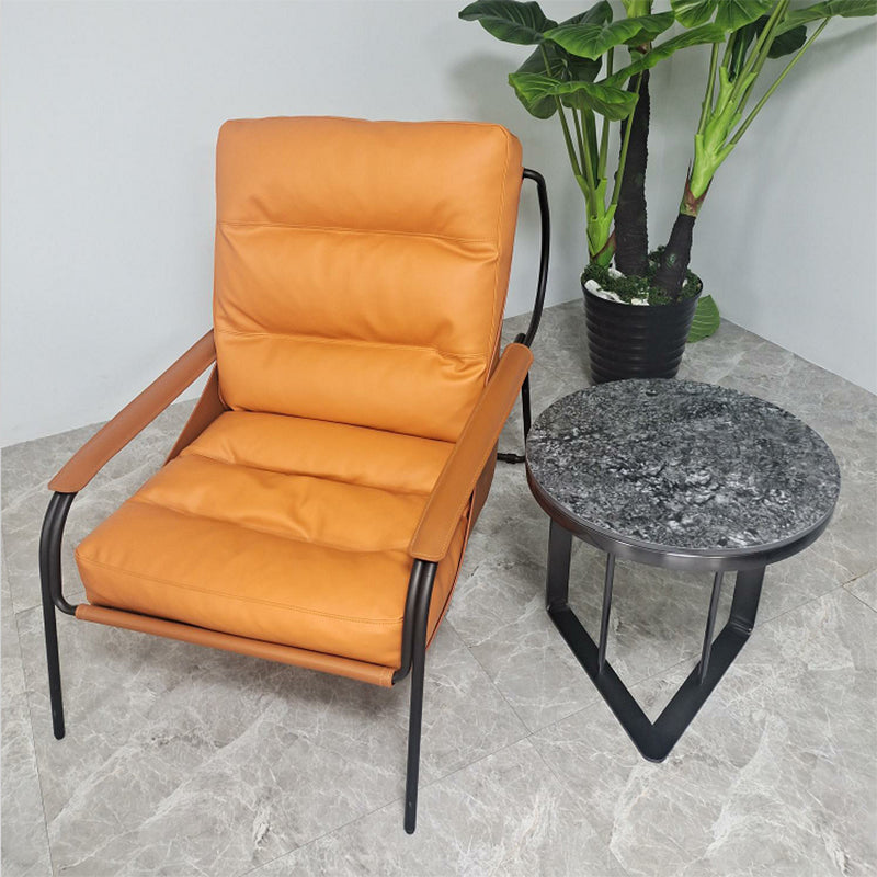 19.6"/21.6" Modern Round Slate Top Side Table Metal Abstract End Table