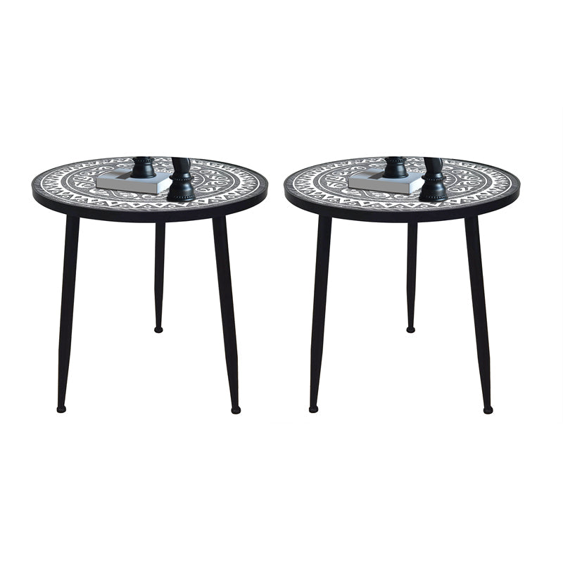 French Country 3 Legs Sofa Side Accent Table Solid Wood Round End Table