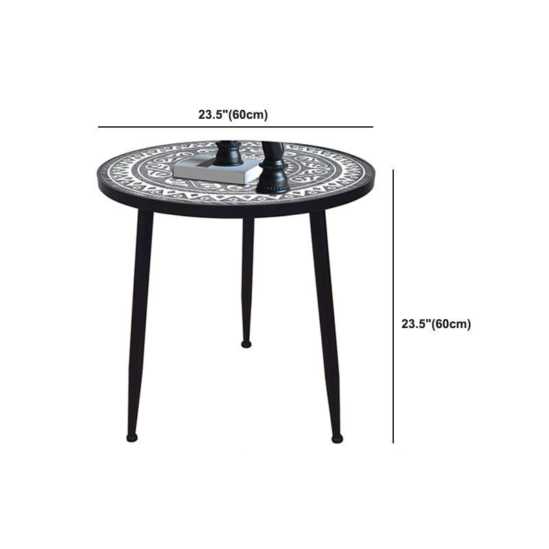 French Country 3 Legs Sofa Side Accent Table Solid Wood Round End Table