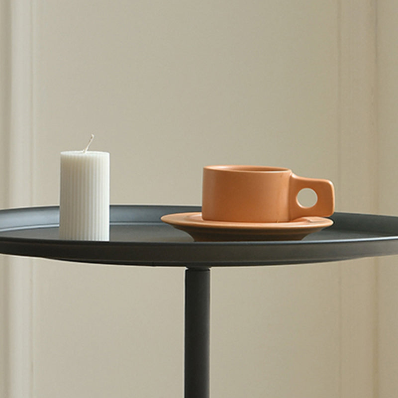 Mid-Century Metal Round Tray Top Side Table Pedestal End Table