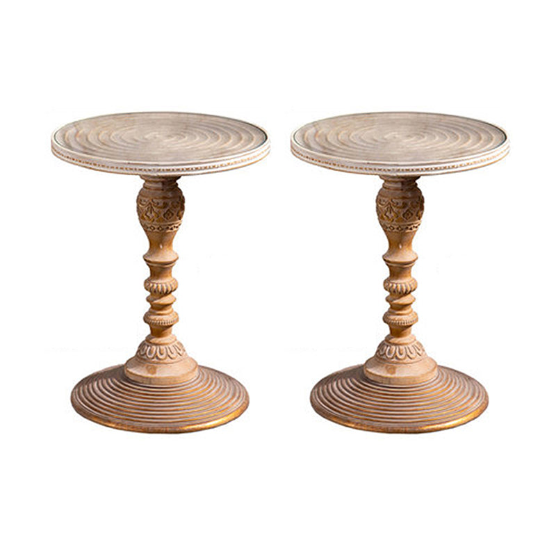 フランスのカントリー台座端テーブルソリッドウッドアンティークブラウン/ホワイトサイドテーブル