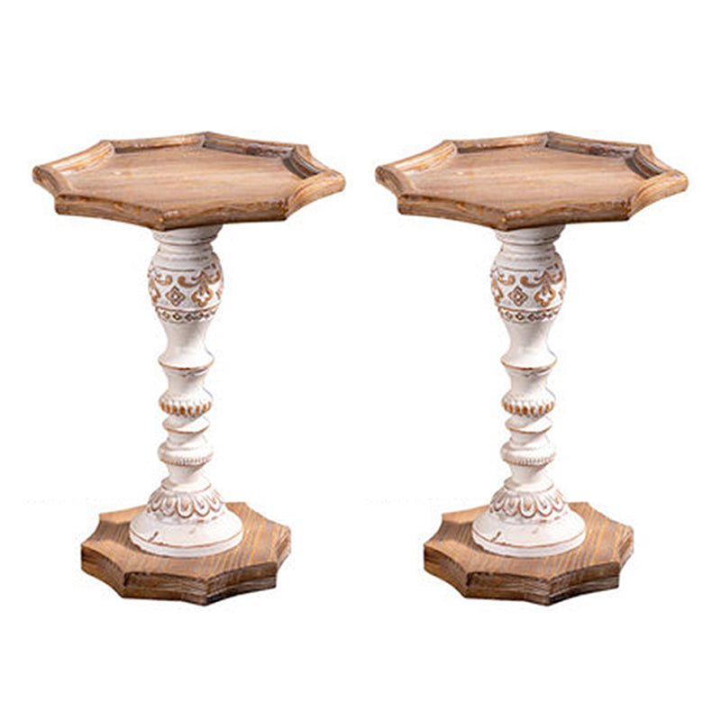 フランスのカントリー台座端テーブルソリッドウッドアンティークブラウン/ホワイトサイドテーブル