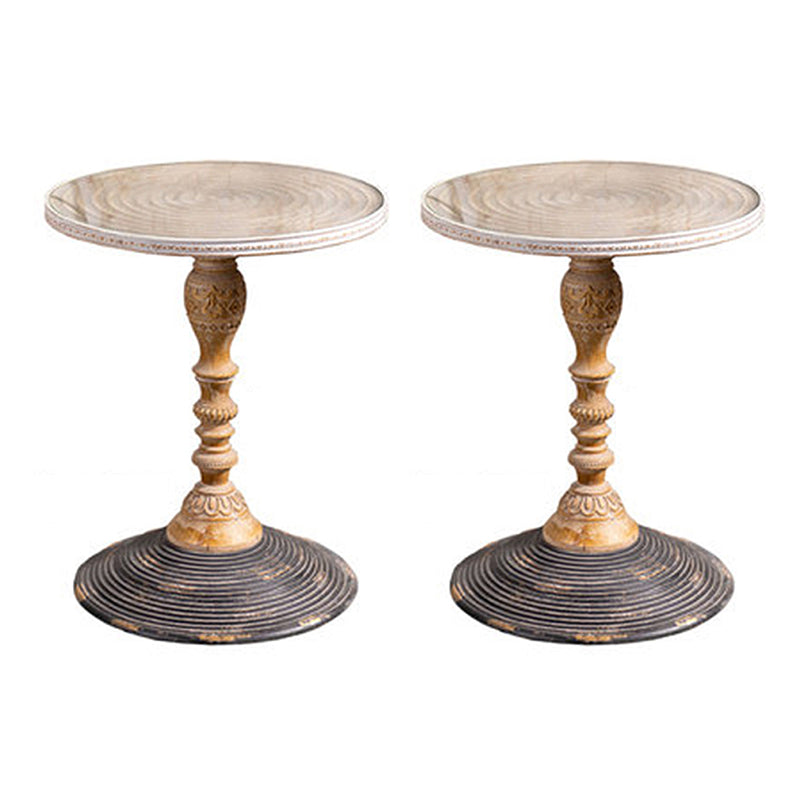 フランスのカントリー台座端テーブルソリッドウッドアンティークブラウン/ホワイトサイドテーブル