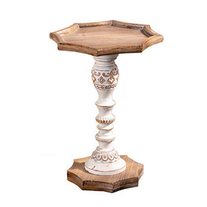 フランスのカントリー台座端テーブルソリッドウッドアンティークブラウン/ホワイトサイドテーブル