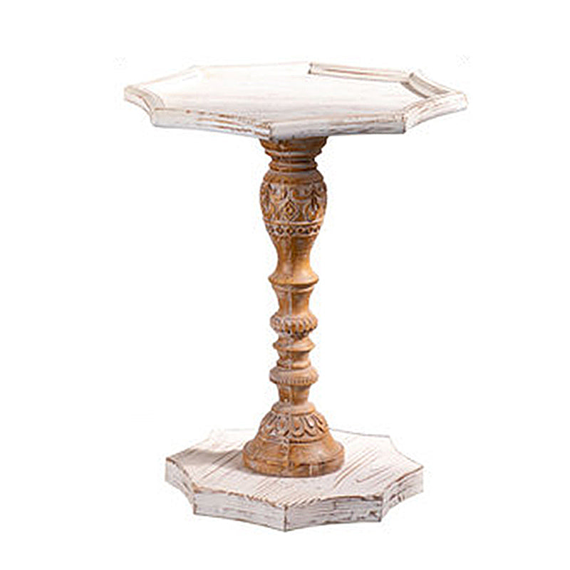 フランスのカントリー台座端テーブルソリッドウッドアンティークブラウン/ホワイトサイドテーブル