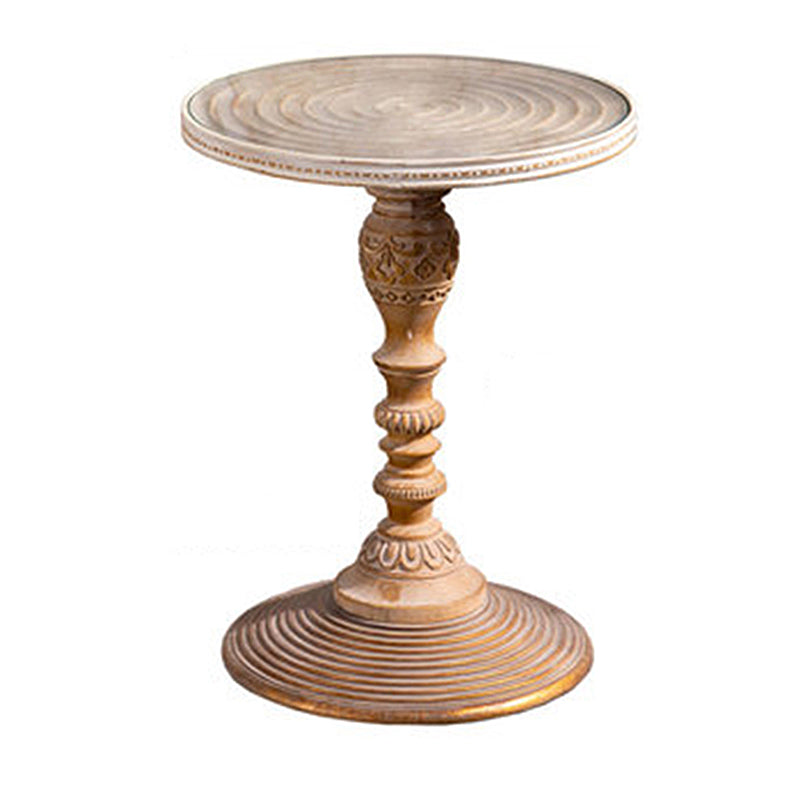 フランスのカントリー台座端テーブルソリッドウッドアンティークブラウン/ホワイトサイドテーブル