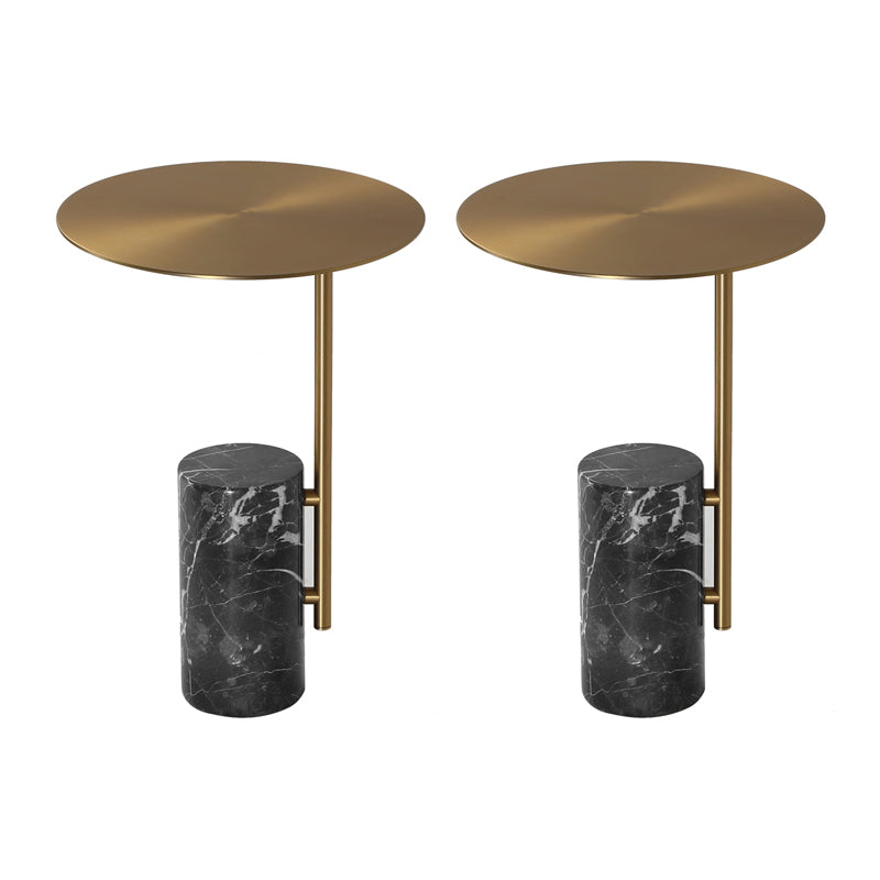 Mid-Century 17.3-inch Steel Round Top Side Table Marble Pedestal End Table