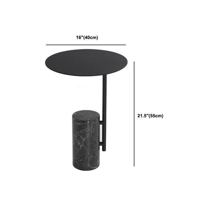 Mid-Century 17.3-inch Steel Round Top Side Table Marble Pedestal End Table