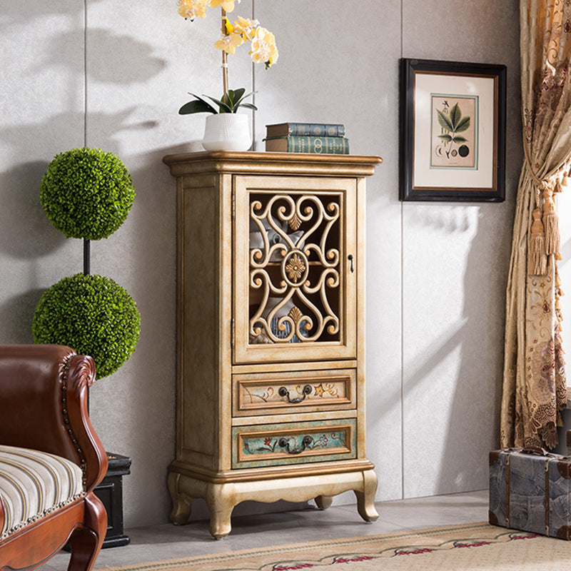Industrial Accent Cabinet with Drawers and Bracket Legs Side Cabinet 25.5"L x 14"W x 47"H Champagne Clearhalo 'Cabinets & Chests' 'cabinets_chests' 'furn' 'furn_cabinets_chests' 'Furniture' 'Living Room Furniture' 5503321