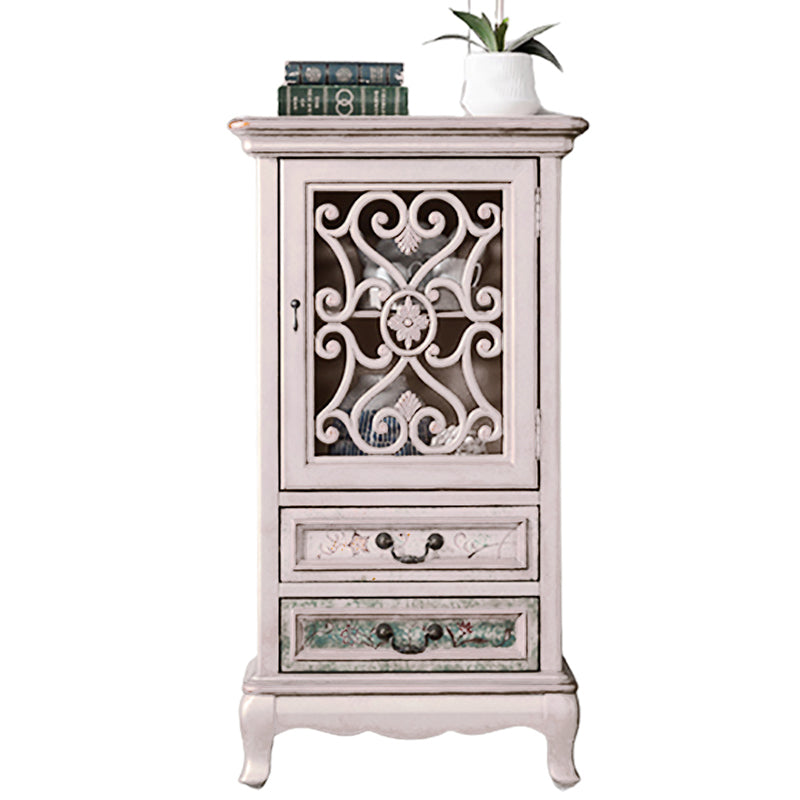 Industrial Accent Cabinet with Drawers and Bracket Legs Side Cabinet 25.5"L x 14"W x 47"H Off-White Clearhalo 'Cabinets & Chests' 'cabinets_chests' 'furn' 'furn_cabinets_chests' 'Furniture' 'Living Room Furniture' 5503322