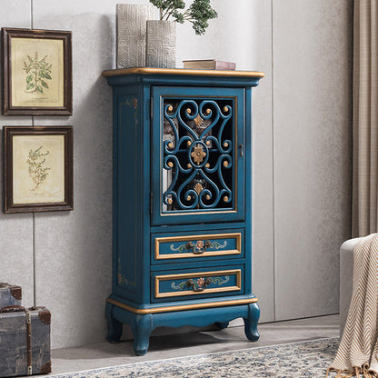 Industrial Accent Cabinet with Drawers and Bracket Legs Side Cabinet 25.5"L x 14"W x 47"H Blue Clearhalo 'Cabinets & Chests' 'cabinets_chests' 'furn' 'furn_cabinets_chests' 'Furniture' 'Living Room Furniture' 5503328