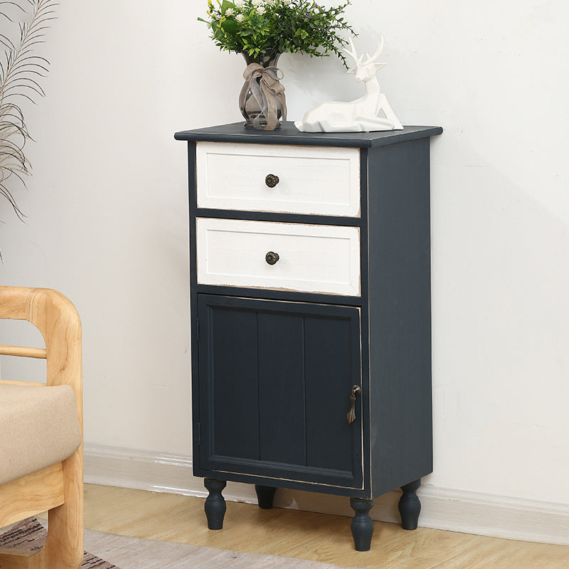 Industrial Turned Legs Accent Cabinet with Door and Drawers Storage Cabinet 17.7"L x 11.8"W x 31.5"H Blue Clearhalo 'Cabinets & Chests' 'cabinets_chests' 'furn' 'furn_cabinets_chests' 'Furniture' 'Living Room Furniture' 5503357