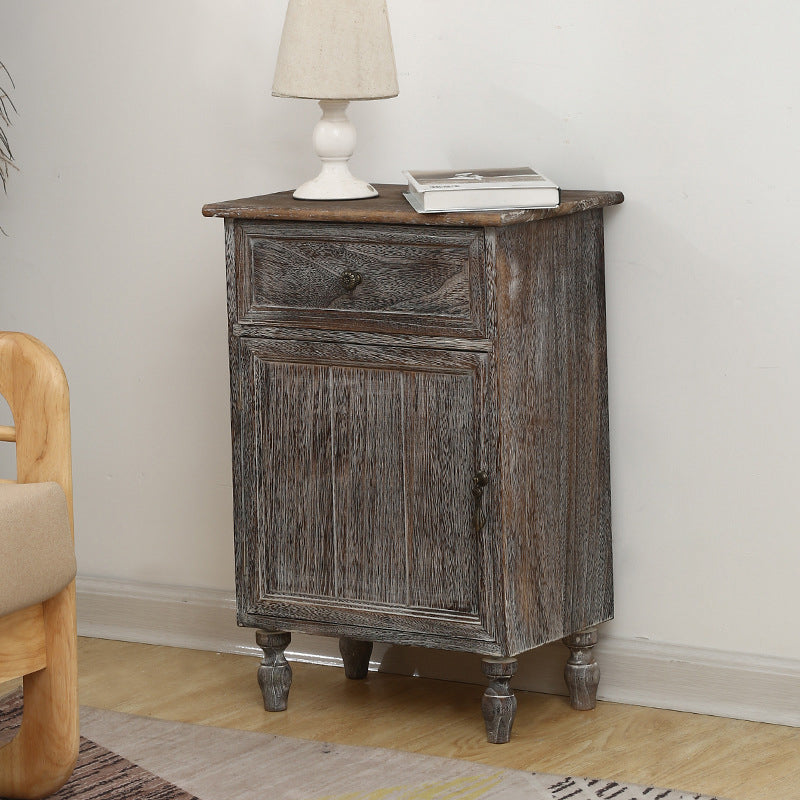 Industrial Turned Legs Accent Cabinet with Door and Drawers Storage Cabinet 18"L x 12"W x 26"H Grey Clearhalo 'Cabinets & Chests' 'cabinets_chests' 'furn' 'furn_cabinets_chests' 'Furniture' 'Living Room Furniture' 5503358