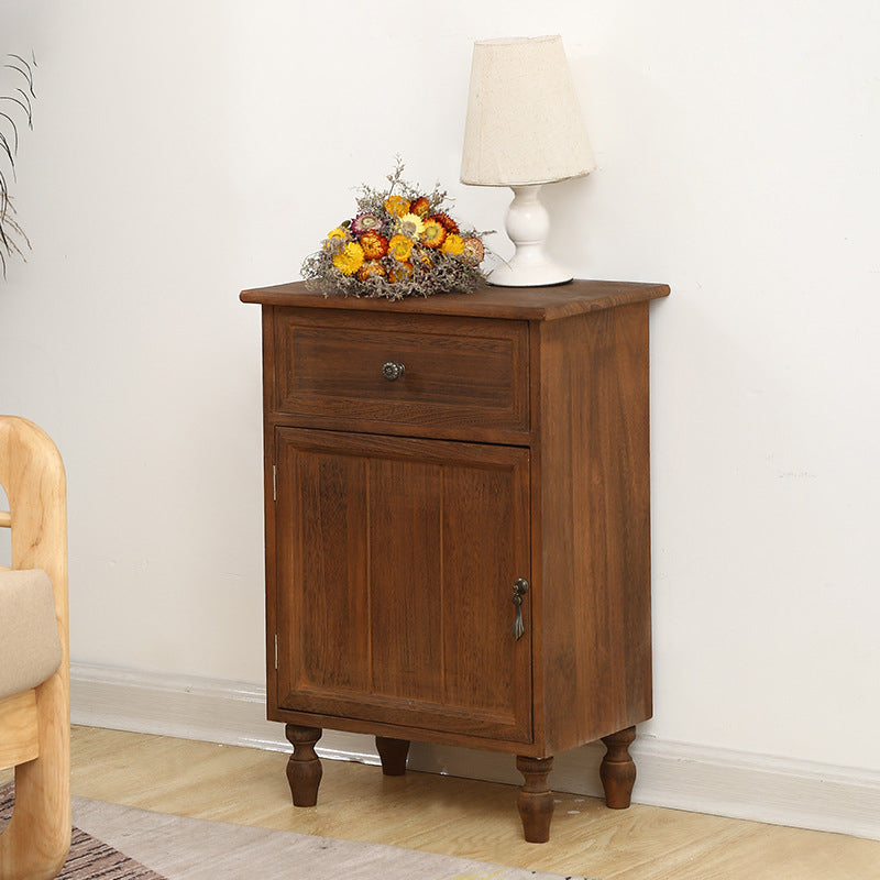 Industrial Turned Legs Accent Cabinet with Door and Drawers Storage Cabinet 18"L x 12"W x 26"H Brown Clearhalo 'Cabinets & Chests' 'cabinets_chests' 'furn' 'furn_cabinets_chests' 'Furniture' 'Living Room Furniture' 5503360