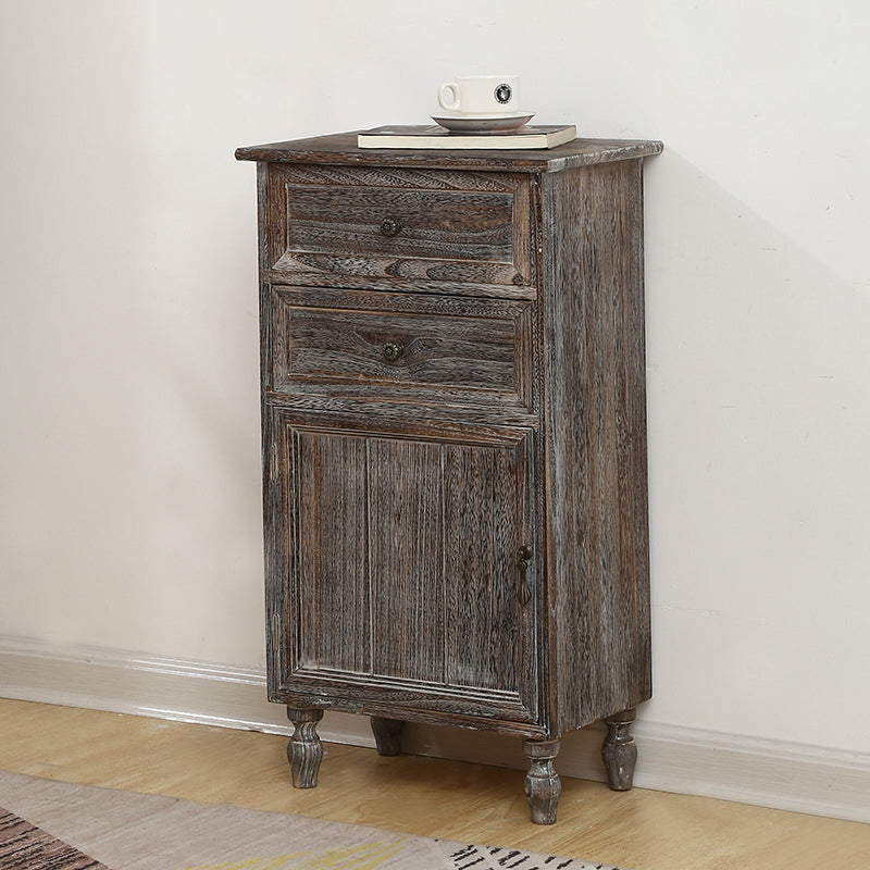 Industrial Turned Legs Accent Cabinet with Door and Drawers Storage Cabinet 17.7"L x 11.8"W x 31.5"H Grey Clearhalo 'Cabinets & Chests' 'cabinets_chests' 'furn' 'furn_cabinets_chests' 'Furniture' 'Living Room Furniture' 5503361