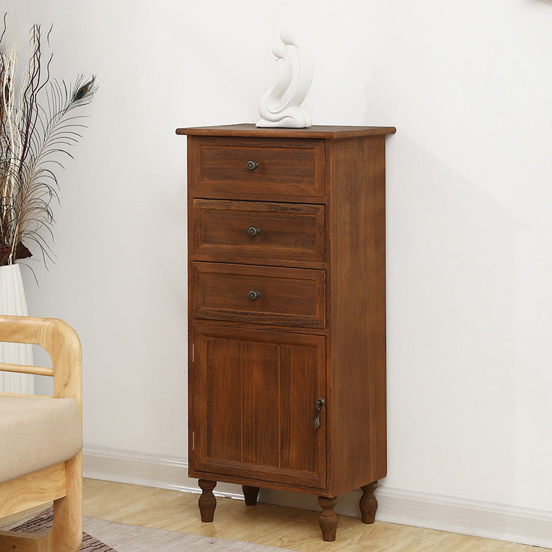 Industrial Turned Legs Accent Cabinet with Door and Drawers Storage Cabinet 18"L x 12"W x 38"H Brown Clearhalo 'Cabinets & Chests' 'cabinets_chests' 'furn' 'furn_cabinets_chests' 'Furniture' 'Living Room Furniture' 5503363