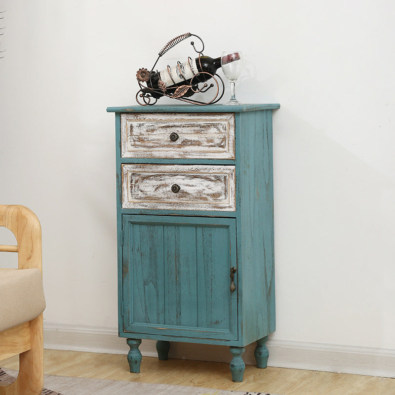 Industrial Turned Legs Accent Cabinet with Door and Drawers Storage Cabinet 17.7"L x 11.8"W x 31.5"H Green Clearhalo 'Cabinets & Chests' 'cabinets_chests' 'furn' 'furn_cabinets_chests' 'Furniture' 'Living Room Furniture' 5503367