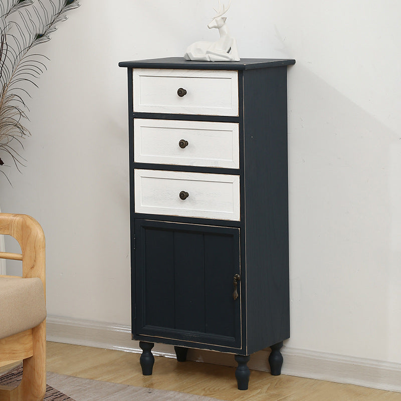 Industrial Turned Legs Accent Cabinet with Door and Drawers Storage Cabinet 18"L x 12"W x 38"H Blue Clearhalo 'Cabinets & Chests' 'cabinets_chests' 'furn' 'furn_cabinets_chests' 'Furniture' 'Living Room Furniture' 5503369