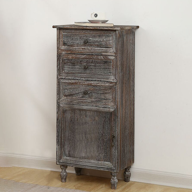 Industrial Turned Legs Accent Cabinet with Door and Drawers Storage Cabinet 18"L x 12"W x 38"H Grey Clearhalo 'Cabinets & Chests' 'cabinets_chests' 'furn' 'furn_cabinets_chests' 'Furniture' 'Living Room Furniture' 5503375