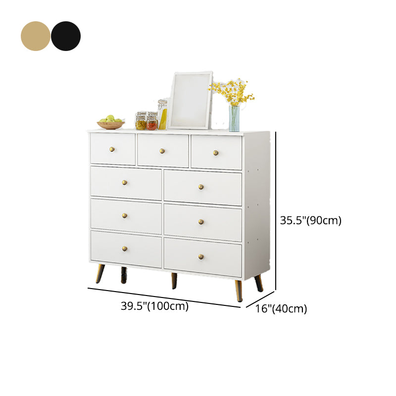 まっすぐな脚と引き出しストレージキャビネットのあるモダンなアクセントチェスト