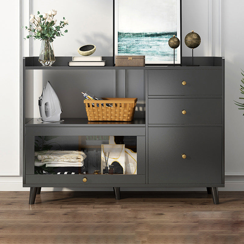 Bracket Legs Accent Cabinet with Drawers and Doors Cabinet for Living Room Grey Clearhalo 'Cabinets & Chests' 'cabinets_chests' 'furn' 'furn_cabinets_chests' 'Furniture' 'Living Room Furniture' 5503436