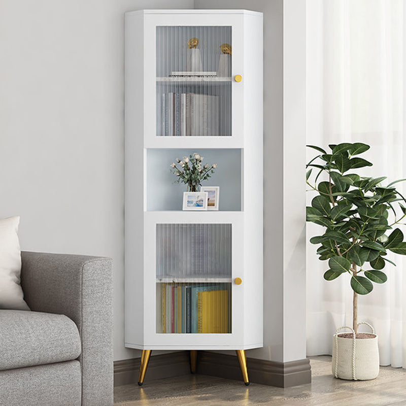 Corner Wood Accent Cabinet with 2 Doors in White/Grey Cabinet White Clearhalo 'Cabinets & Chests' 'cabinets_chests' 'furn' 'furn_cabinets_chests' 'Furniture' 'Living Room Furniture' 5503450