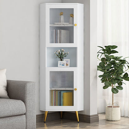 Corner Wood Accent Cabinet with 2 Doors in White/Grey Cabinet White Clearhalo 'Cabinets & Chests' 'cabinets_chests' 'furn' 'furn_cabinets_chests' 'Furniture' 'Living Room Furniture' 5503450
