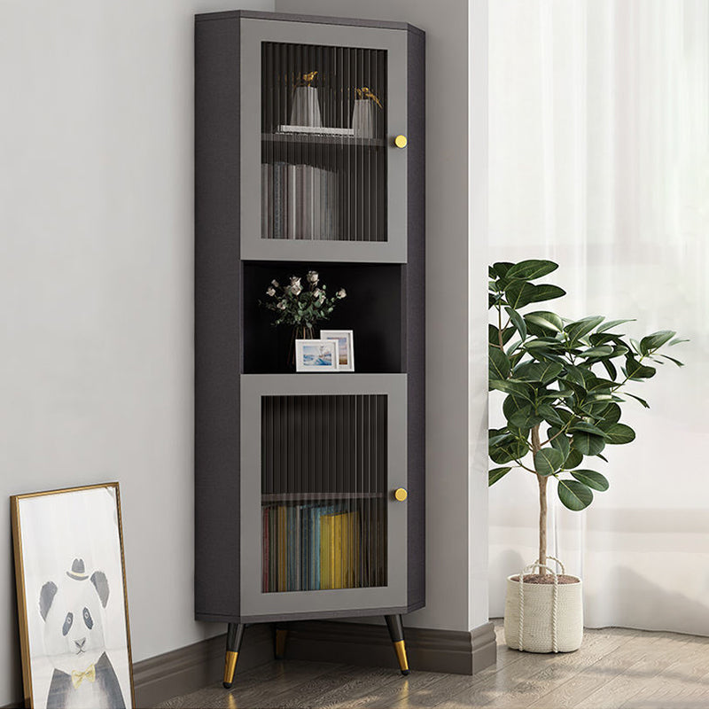 Corner Wood Accent Cabinet with 2 Doors in White/Grey Cabinet Grey Clearhalo 'Cabinets & Chests' 'cabinets_chests' 'furn' 'furn_cabinets_chests' 'Furniture' 'Living Room Furniture' 5503451