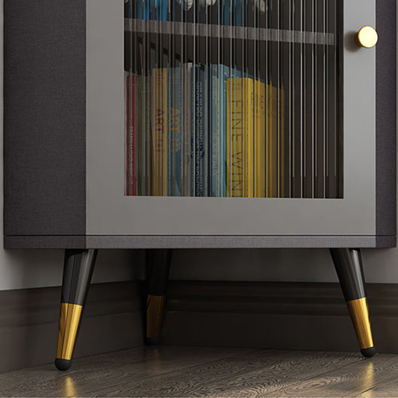 Corner Wood Accent Cabinet with 2 Doors in White/Grey Cabinet Clearhalo 'Cabinets & Chests' 'cabinets_chests' 'furn' 'furn_cabinets_chests' 'Furniture' 'Living Room Furniture' 5503453