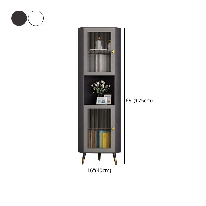 Corner Wood Accent Cabinet with 2 Doors in White/Grey Cabinet Clearhalo 'Cabinets & Chests' 'cabinets_chests' 'furn' 'furn_cabinets_chests' 'Furniture' 'Living Room Furniture' 5503457
