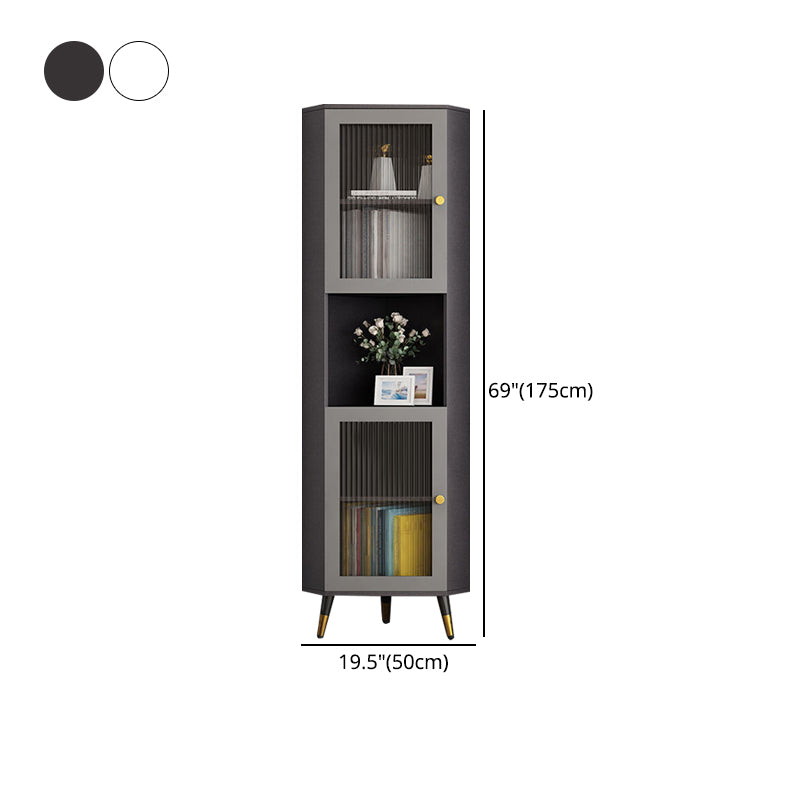 Corner Wood Accent Cabinet with 2 Doors in White/Grey Cabinet Clearhalo 'Cabinets & Chests' 'cabinets_chests' 'furn' 'furn_cabinets_chests' 'Furniture' 'Living Room Furniture' 5503459