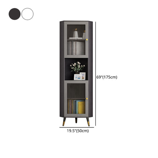 Corner Wood Accent Cabinet with 2 Doors in White/Grey Cabinet Clearhalo 'Cabinets & Chests' 'cabinets_chests' 'furn' 'furn_cabinets_chests' 'Furniture' 'Living Room Furniture' 5503459