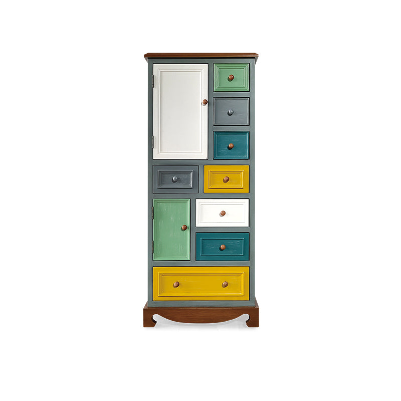 Industrial Wood Accent Chest with Drawers Colorful Accent Cabinet
