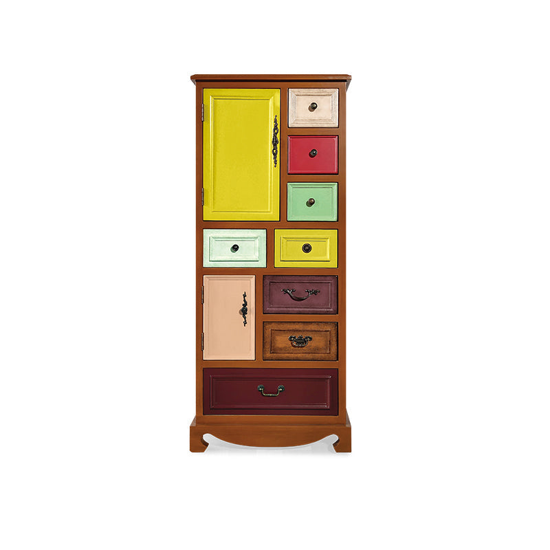 Industrial Wood Accent Chest with Drawers Colorful Accent Cabinet