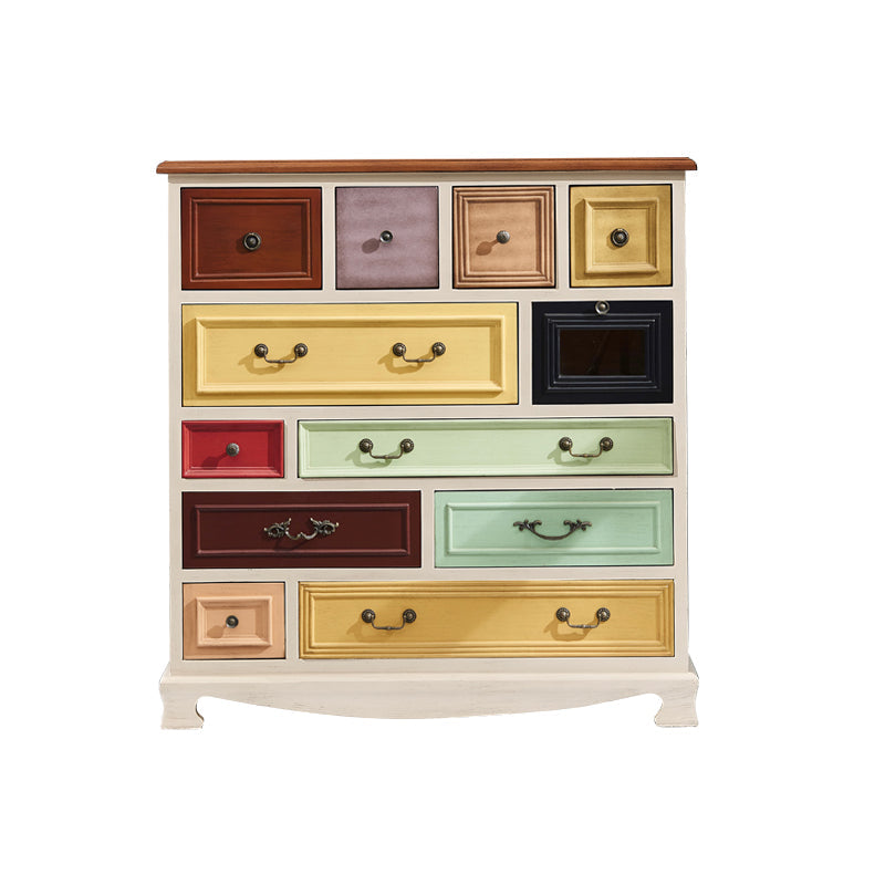 Industrial Wood Accent Chest with Drawers Colorful Accent Cabinet